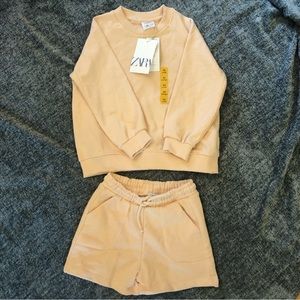 ZARA pink children toddler sweatshirt short set